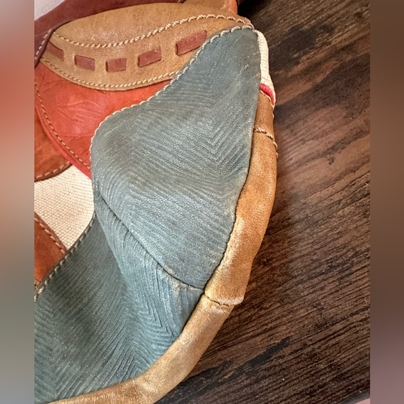 FOSSIL Leather Patchwork Shoulder Bag Crossbody Hobo Handbag Purse VINTAGE - Picture 9 of 15